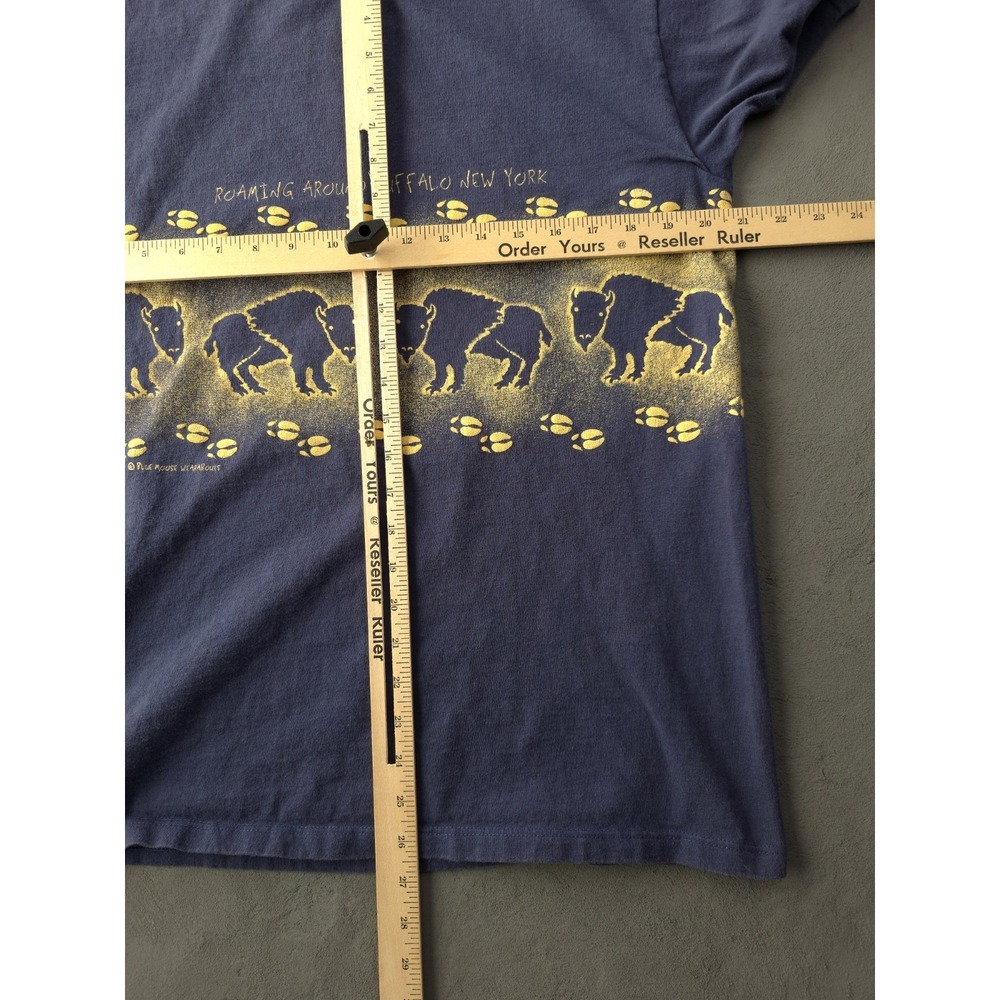 Vintage 1990s Buffalo New York Roaming Around Blue Cotton‎ T-shirt Gildan L - Picture 9 of 10